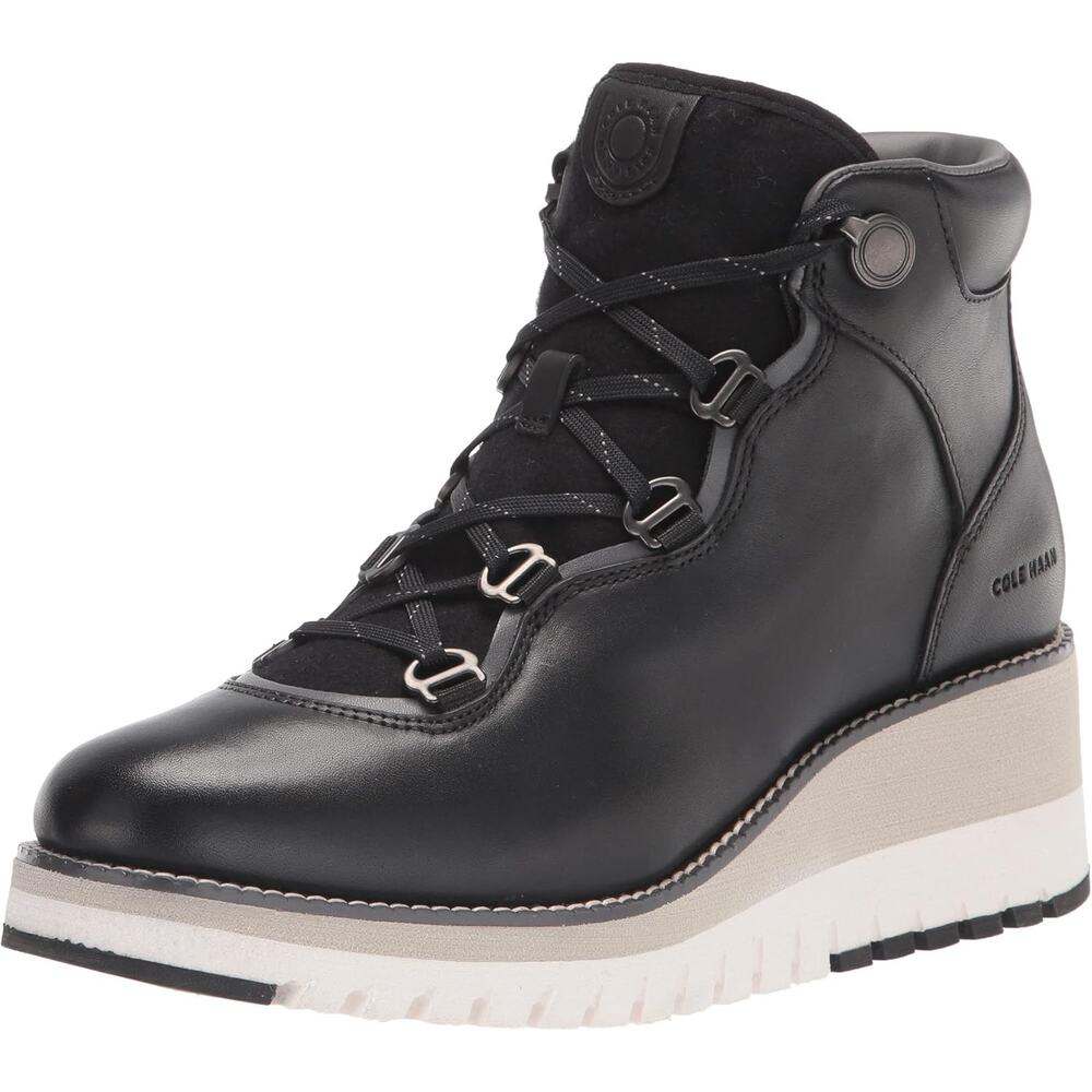 Cole Haan ZerøGrand Explore Wedge Hiker Boots Black Leather – Women’s 7.5B